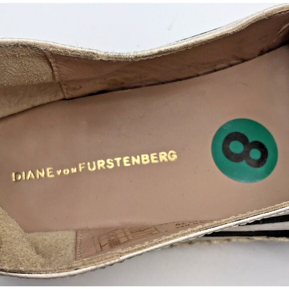 Diane von Furstenberg Striped Black & white Espadrille Women's 8M Slip On Flats - Picture 8 of 9